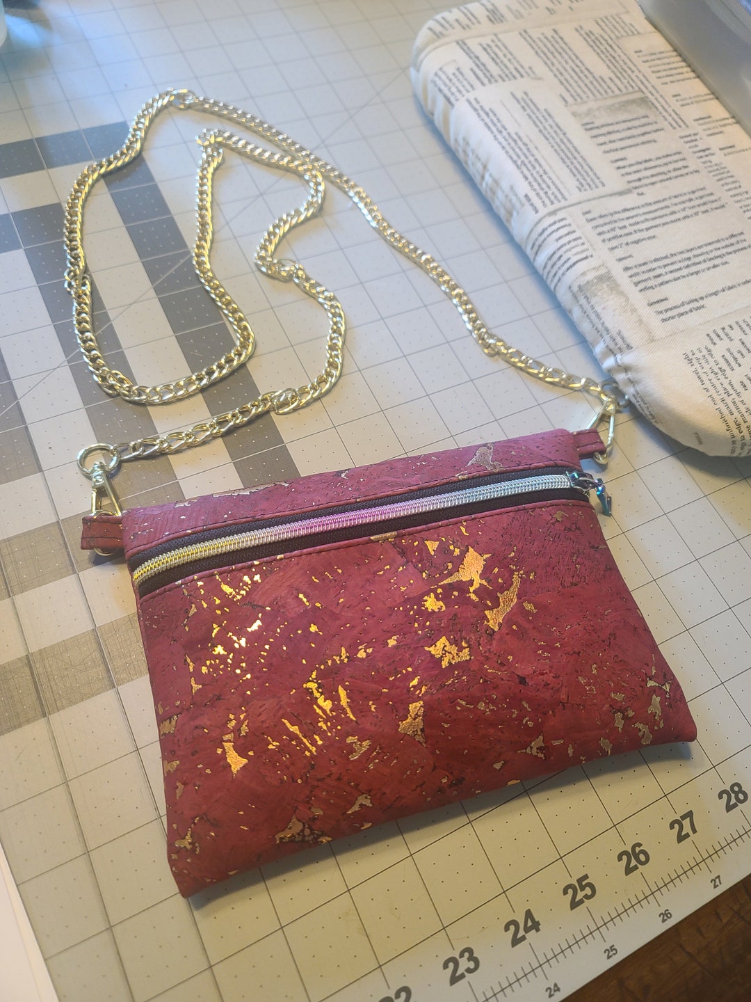 Crossbody Zip Bag Purse With Chain Strap 8x6 Perfect Etsy