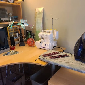 Clamp-on MINI Ironing Board MIB-C for sewing desk, table top, RV, retreats or travel! Press small project pieces without leaving your chair!