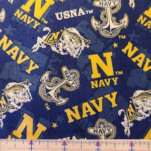USNA Navy 100% cotton licensed Naval Academy fabric by the HALF YARD.
