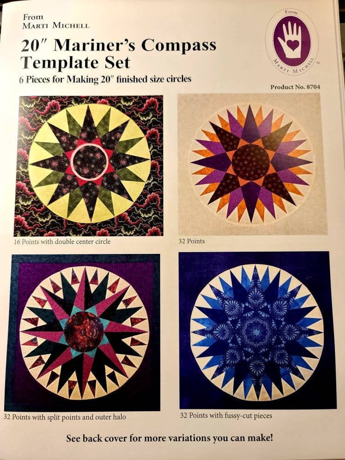 Mariner's Compass 20 Template Set for quilting and Etsy