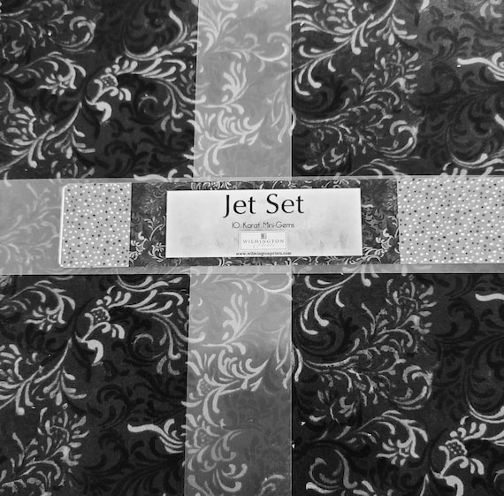 Pk/24 Pre-cut fabric squares 10x10 Black-White-Grey prints 100% Cotton for  quilts, Wilmington Prints Essential Gems Jet Set