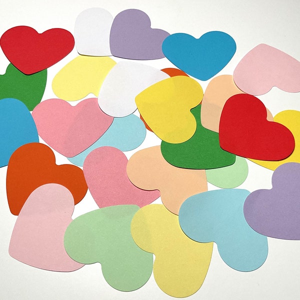 Paper Hearts 2 inch in Bright Colours and Pastel Colours