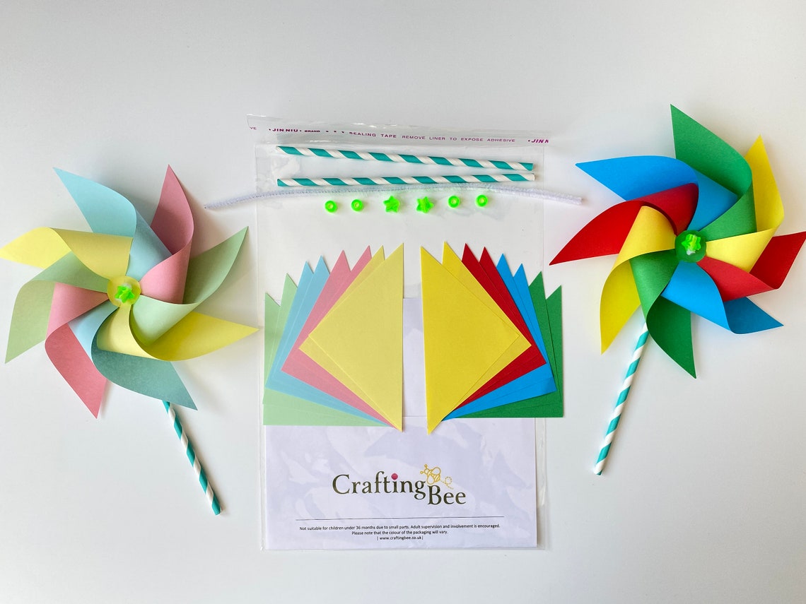 Kids Paper Craft Kit Paper Windmill Etsy