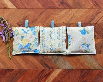 Lavender Drawer Sachet, lavender pillow - 3 pack - yellow/blue floral