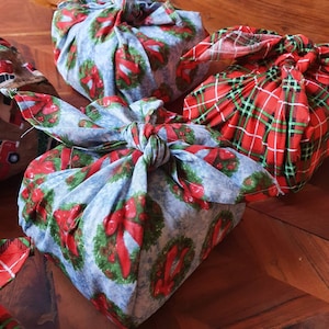 Opakowanie prezentów świątecznych z tkaniny - Furoshiki Japanese Gift Wrap Fabric - wielokrotnego użytku opakowanie prezentów - Opakowanie Zero Waste - Ekologiczne opakowanie prezentów