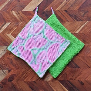 Reusable Kitchen Scrubby  Dish Cloths - Set of 2- Watermelon Print