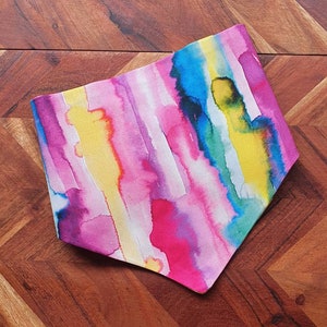 Dog Bandana - Tie on Dog Scarf - Bright Rainbow Print