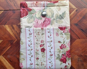 Floral Padded Book Sleeve: Cotton Book Cover, Tablet Protector