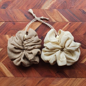 Bath Pouf - Plastic Free Shower Pouf - Hessian Bath Loofah - eco friendly exfoliator - zero waste - 2 pack