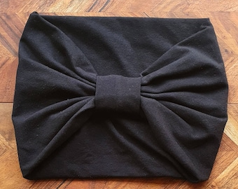 Black Extra Wide Women's Headband, Stretchy Turban Workout/Yoga Boho Head Wrap Bandana - Buy 3 Get 1 Free!
