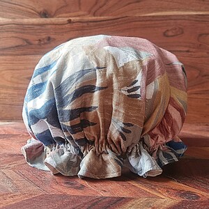 Bonnet de douche imperméable de luxe pour femme/enfant - Rose Beige Vert Bleu Floral Lin