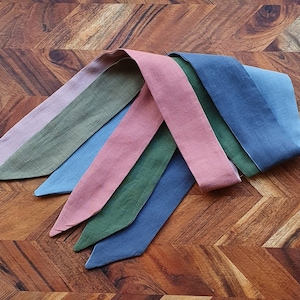 Pink retro linen hair tie hair bow hair scarf - Two Tone - Women and Girls