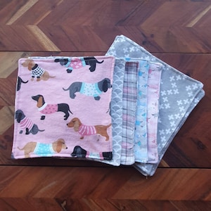 Cloth Wipes - Reusable - Washable - 2ply Flannel - 10/20/30 Pack - Pink/Blue/Grey