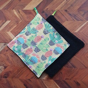 Reusable Kitchen Scrubby  Dish Cloths - Set of 2- Cactus Pot Plants Print