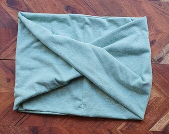 Green Twisted Headband - Wide Cotton Knit, Adult Size