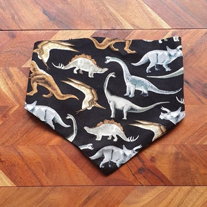 Tie On Dog Bandana - Tie on Dog Scarf - dinosaur print