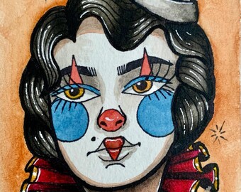 Traditional Tattoo Postcard - "The Clown"