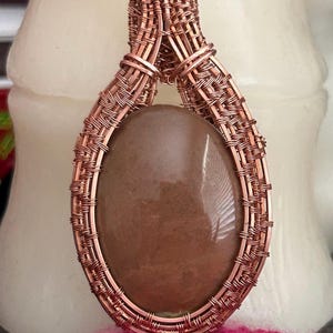 Teardrop Brown Stone Wire Wrapped Pendant