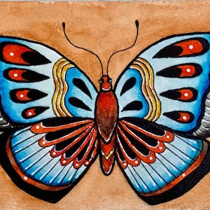 Cartolina con tatuaggio tradizionale - "La falena"