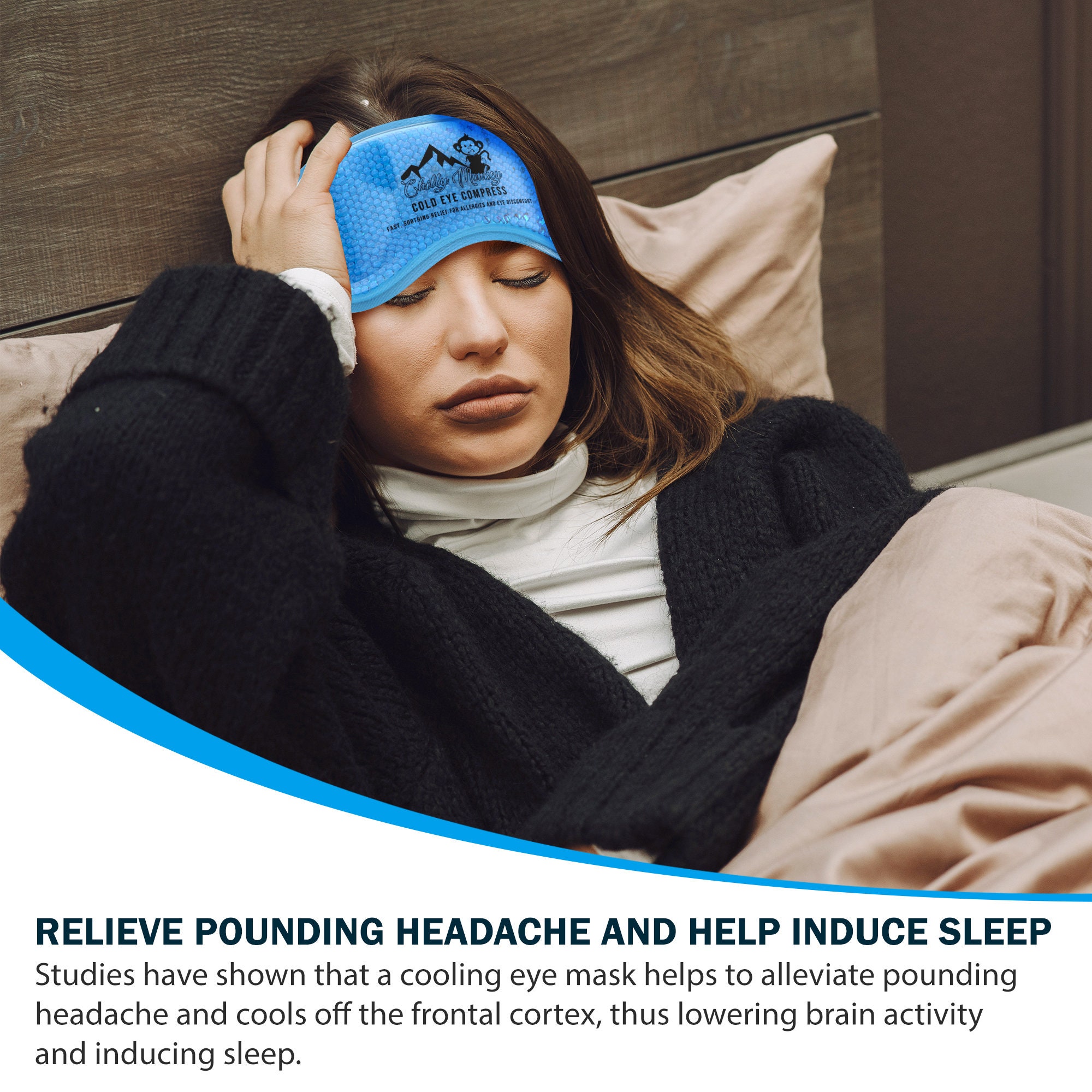 Chilly Monkey Cooling Eye Mask, Relaxing and Soothing Cold Eye Compress for Puffy Eyes, Dark