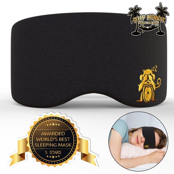 Sleep Monkey Luxury Sleep Mask - Award-Winning Sleep Mask with Bonus Ear Plugs - Ultra Soft Premium Modal Fabric - 99.9% Blackout Eye Mask