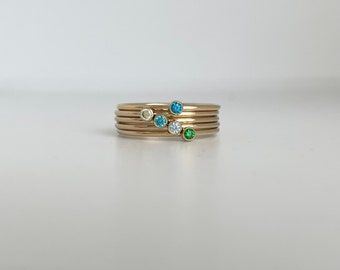 14K Gold Filled and Gemstone Stacking Band