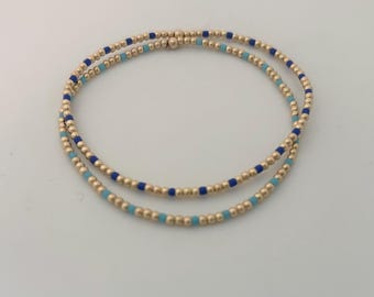 14k Gold Filled beaded bracelet with delica color pattern
