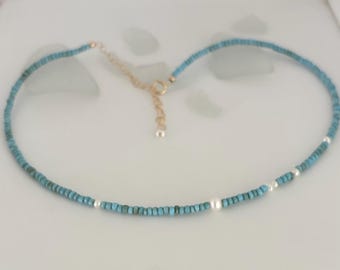 Pearls of wisdom necklace with turquoise beads