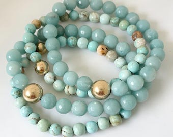 Beachy blue Amazonite and turquoise bracelets