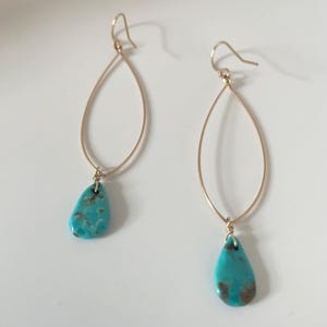 Gold Filled Hoop Earrings with Turquoise, Pearl or Moonstone