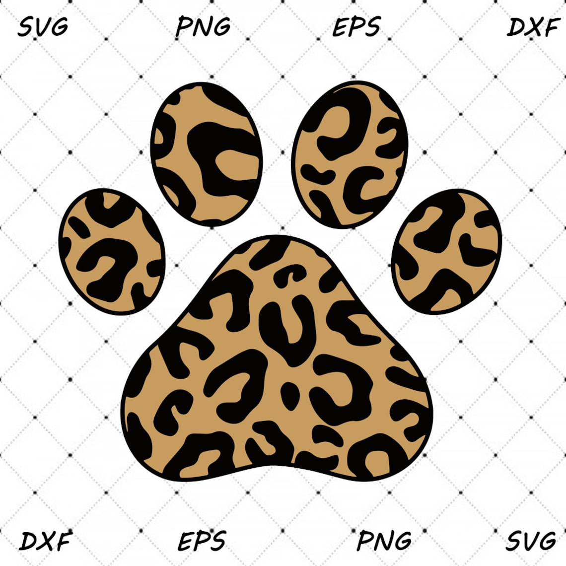 Dog Paw Leopard Svg Png Eps Dxf Digital Download File Etsy
