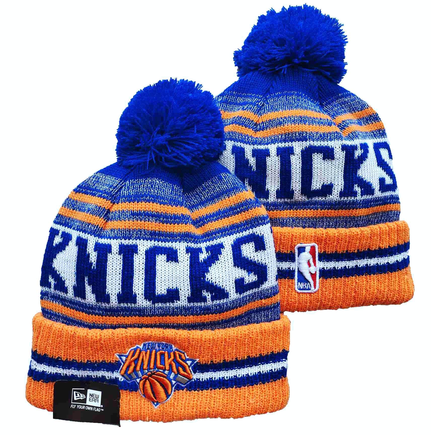 Mitchell & Ness NBA Jersey Stripe Cuff W Pom New York Knicks Beanie MN-NBA -KE31Z