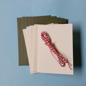 DIY Blank Cards Set | Set of 5x Cards and Envelopes | Green Envelopes | Cream Blank Cards