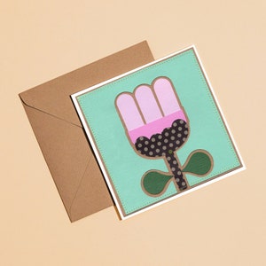 Flower Lavender Card | Handmade Blank Card | Collage Art | Paper Art