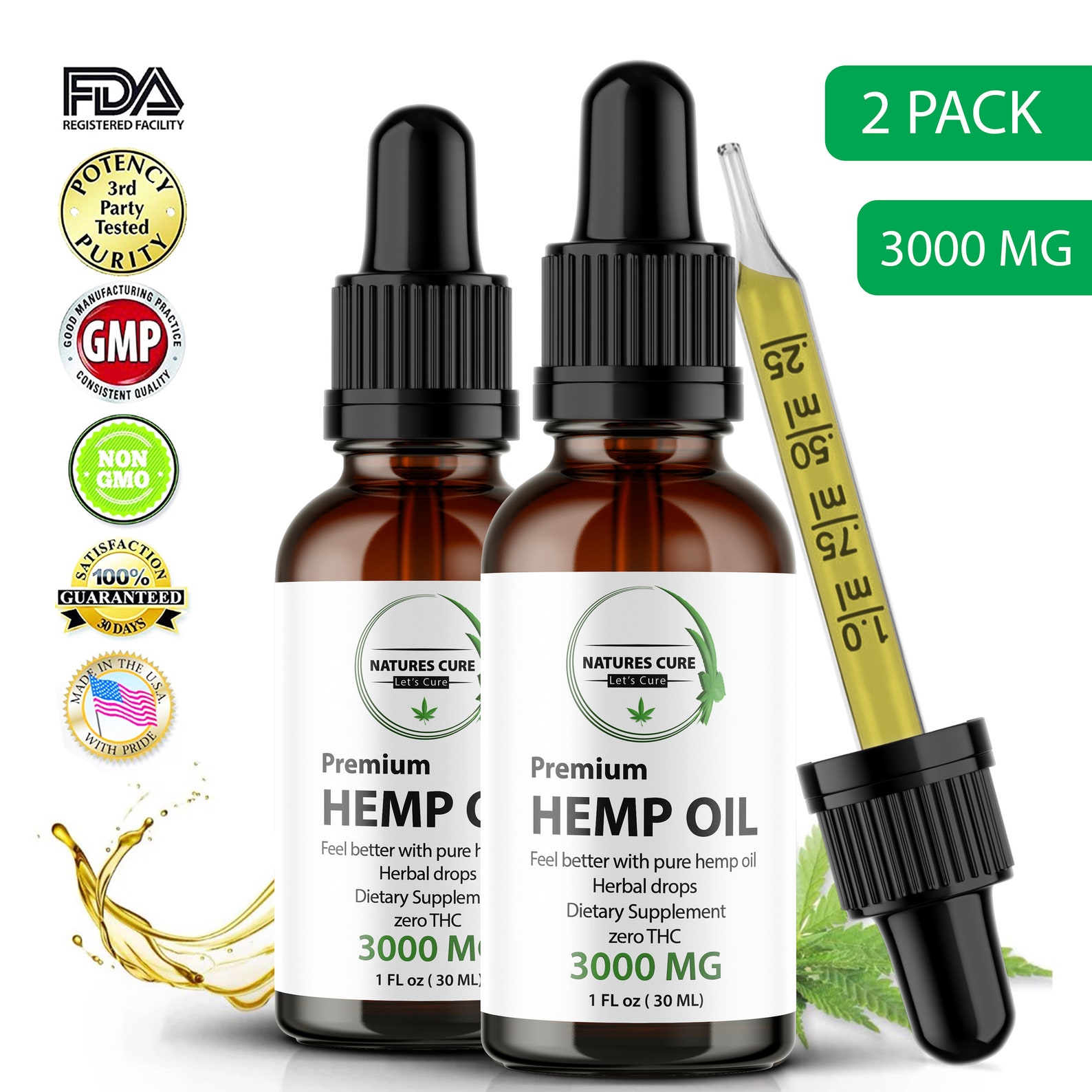 Hemp Oil Drops 3000MG 2Pack Etsy