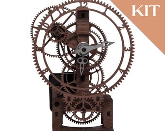 Kit per orologio Steampunk con ingranaggi in noce – Crea il tuo capolavoro vittoriano / Regalo da scrivania fai-da-te silenzioso in legno