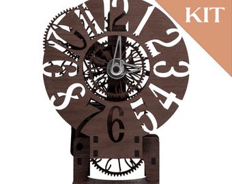 Kit per orologio in legno Art Déco – Capolavoro di puzzle fai-da-te in noce tagliato al laser