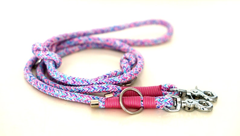 Dog leash, rope leash "Lolli", adjustable, purple colored - wish leashes image 9