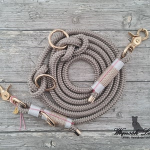 Dog leash "Baily" leash made of PPM rope - adjustable - beige - desired leashes