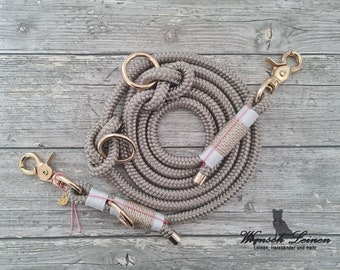 Dog leash "Baily" leash made of PPM rope - adjustable - beige - custom leash