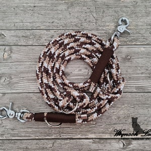 Dog leash, rope leash - "Toffee" brown-white-beige, adjustable, custom leash