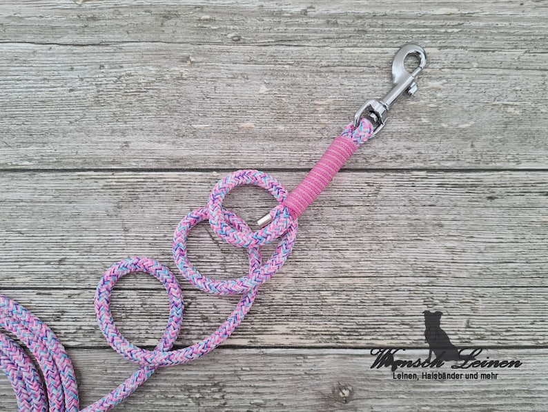 Dog leash, rope leash "Lolli", adjustable, purple colored - wish leashes image 7