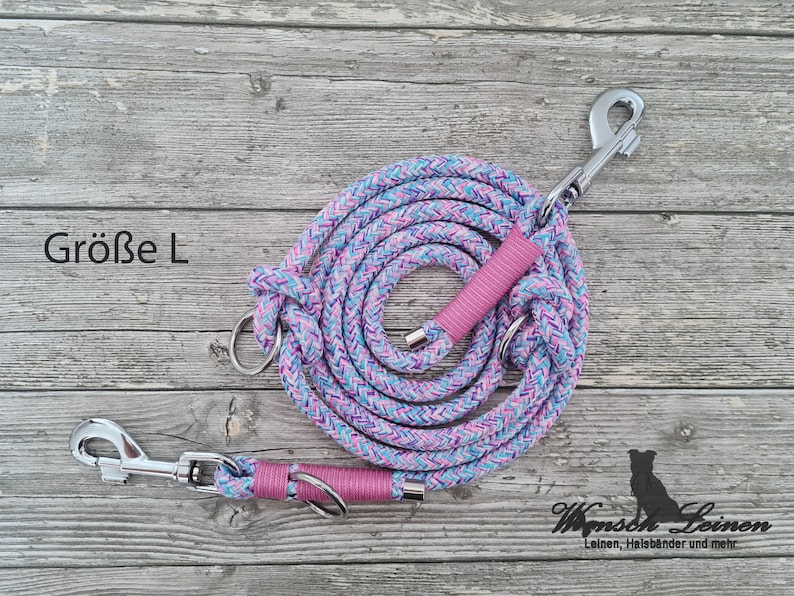 Dog leash, rope leash "Lolli", adjustable, purple colored - wish leashes image 6