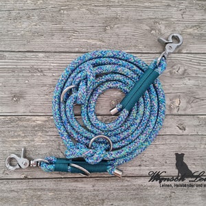 Dog leash "Rusty", rope blue-green