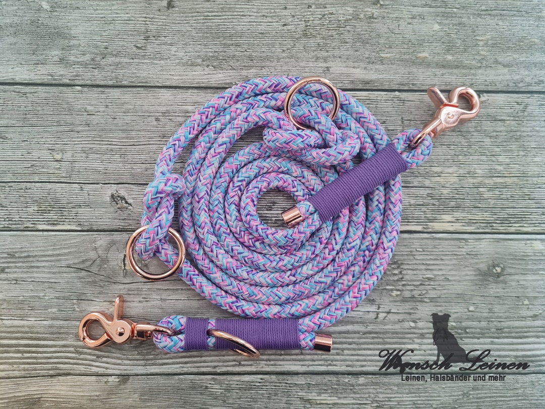 Laisse en corde tressée - Fuchsia main image 1