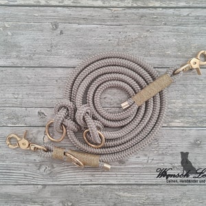 Dog leash, rope "Moon" - beige gold, adjustable, desired leashes