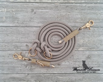Dog leash, rope leash "Moon" - beige gold, adjustable, custom leash