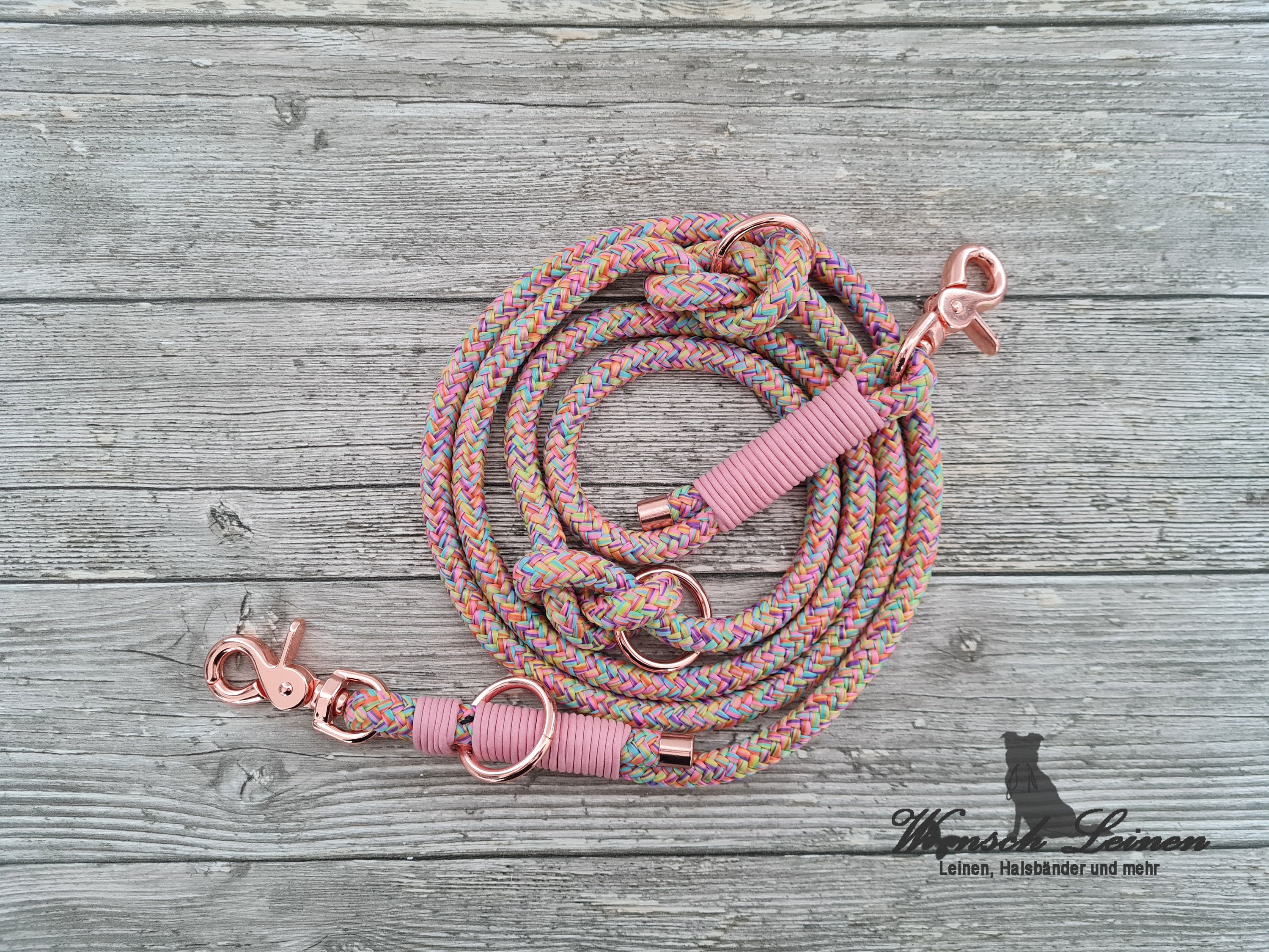 Hundeleine, Tauleine - Rosa - Bunt, verstellbar, Wunsch Leinen - Etsy.de