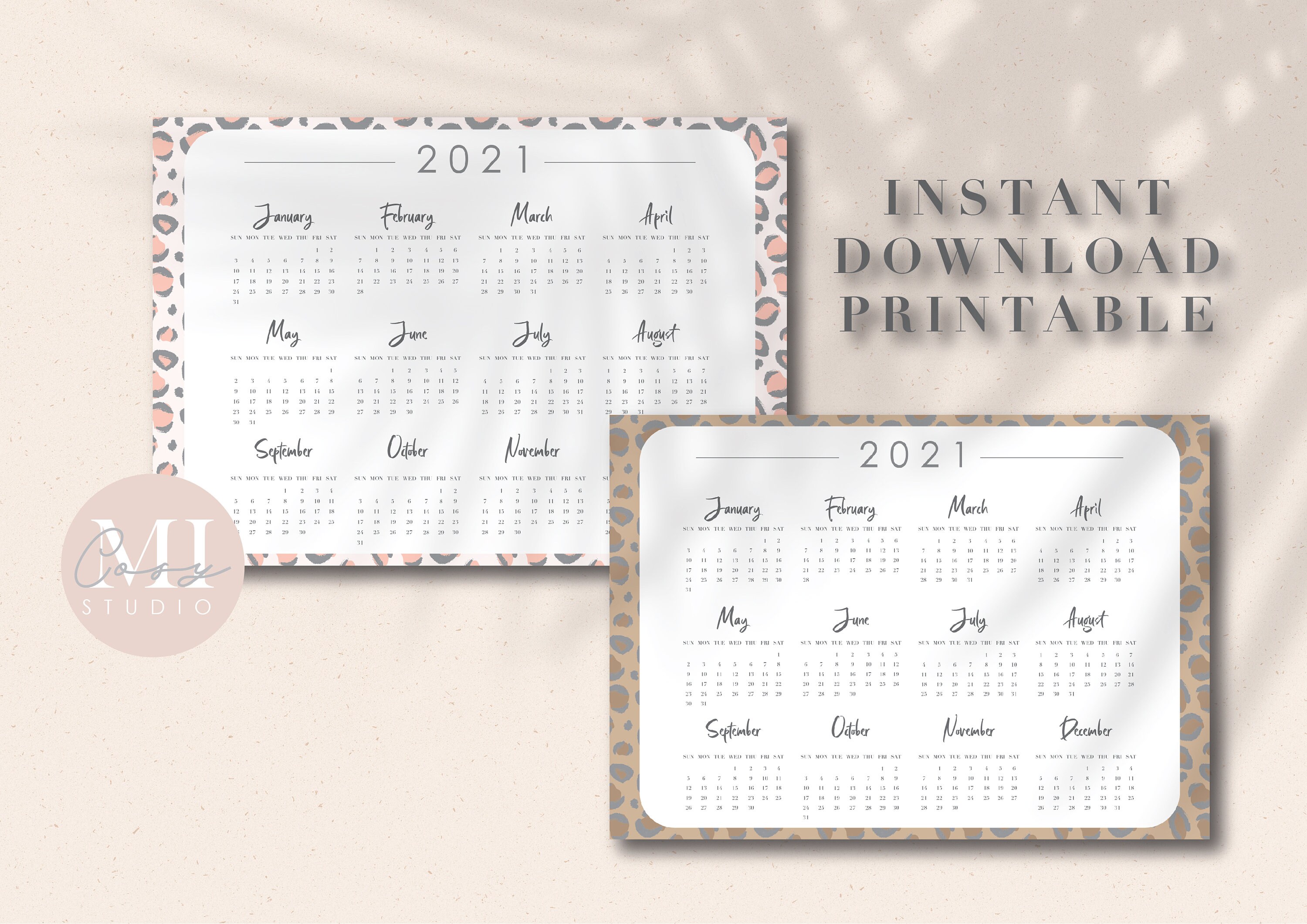 Leopard Calendar Leopard Yearly Calendar Leopard Wall Etsy