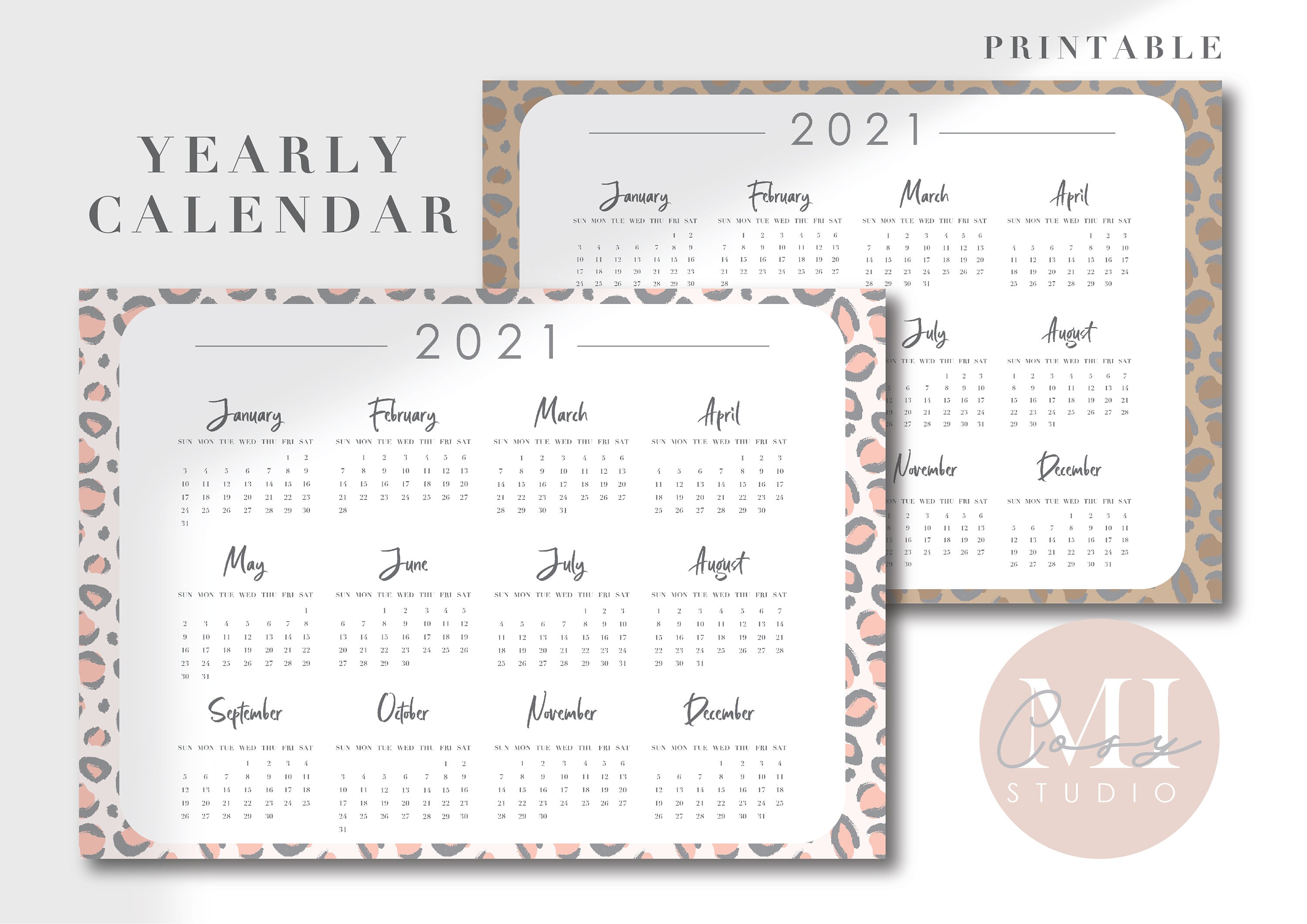 Leopard Calendar Leopard Yearly Calendar Leopard Wall Etsy